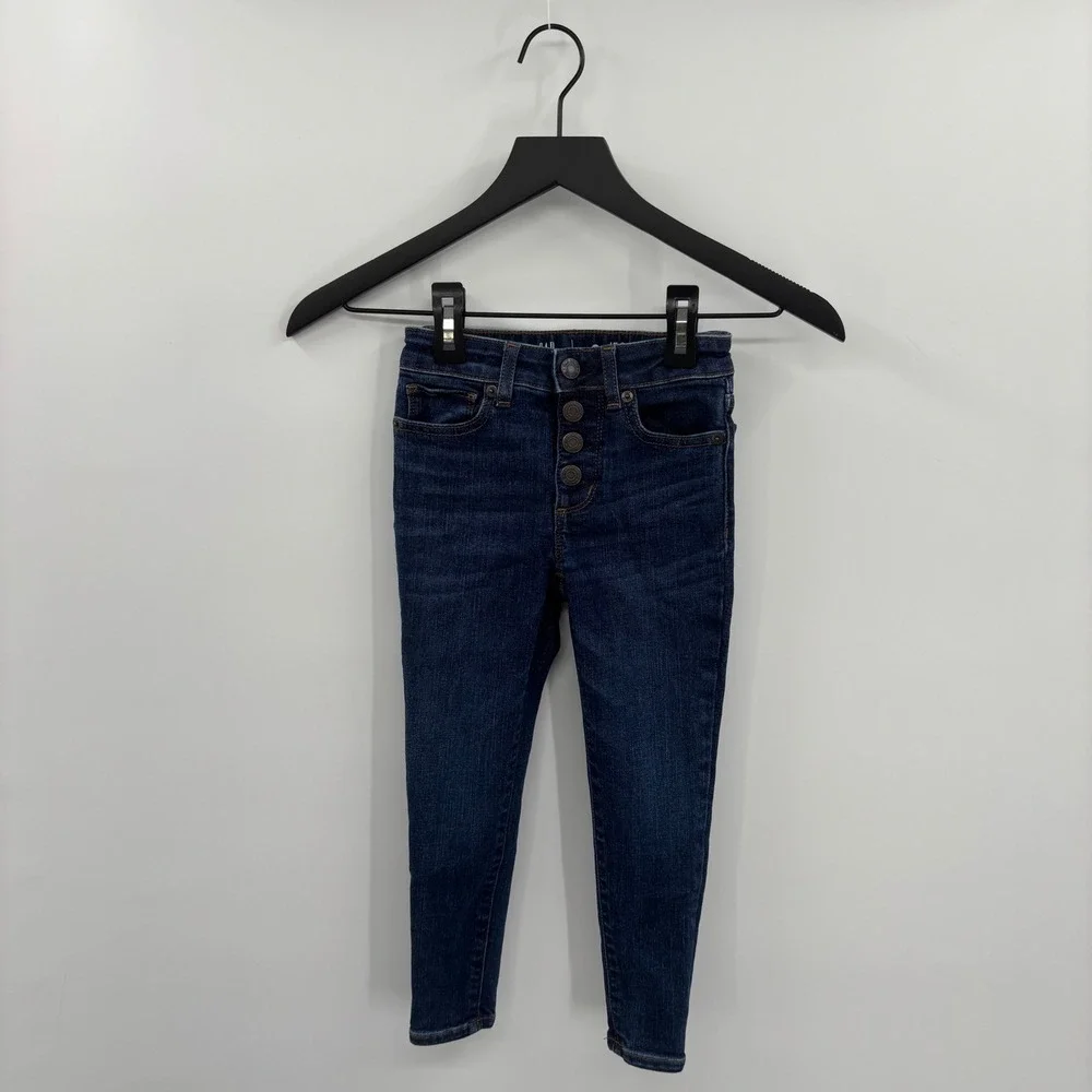 Gap Kids Girls High‎ Rise Ankle Jegging Jeans 6 Dark Wash Button S/706744-00-2